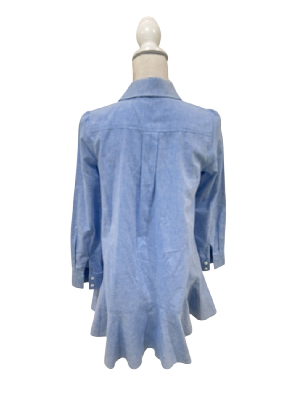 Tuckernuck Callahan Light Blue chambray Long-Sleeve Shirt Dress ruffle hem xs - Picture 13 of 15